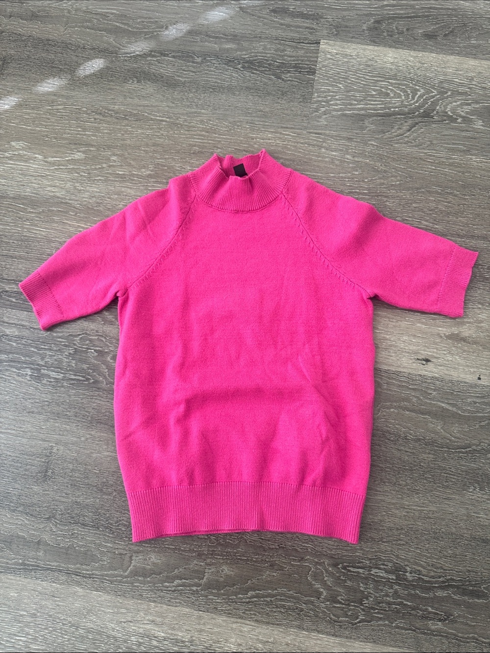 Ann Taylor Hot Pink Turtleneck Mockneck  Short-Sleeve Sweater XS
